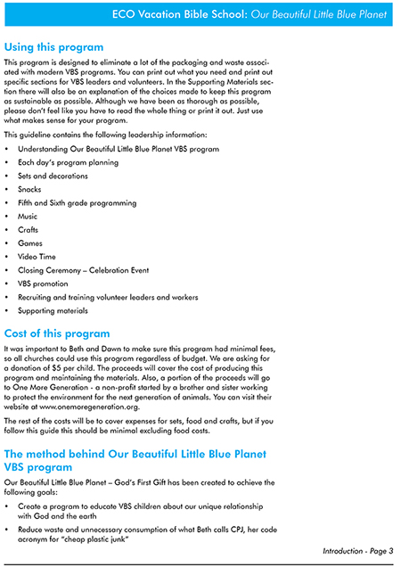 Our Beautiful Little Blue Planet Eco Vacation Bible School - Page 2